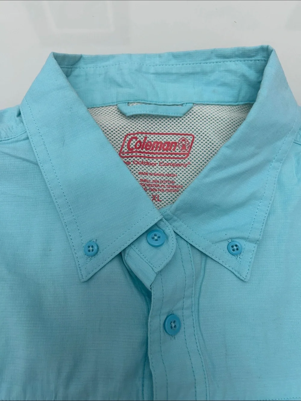 Coleman Men’s Short-Sleeve Button Down Shirt - Aqua Blue XL